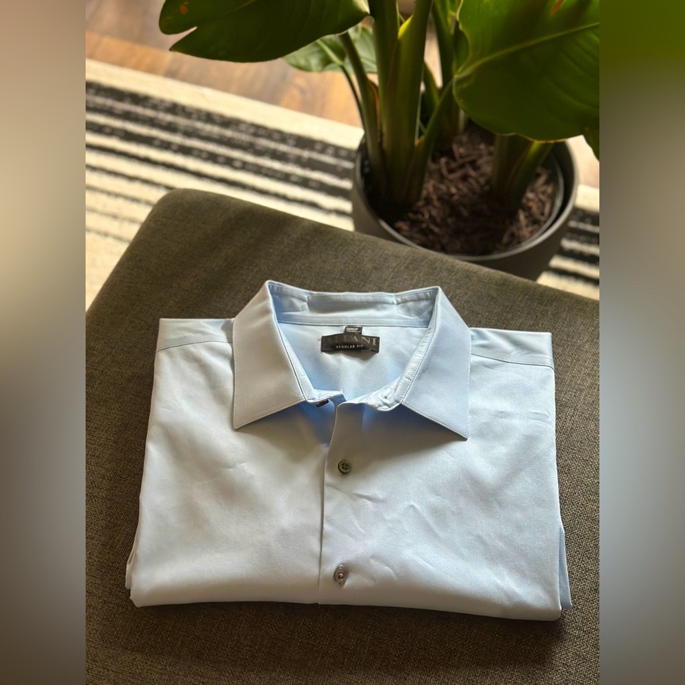 Alfani Men's Sky Blue Casual Button Down Shirt